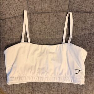 Gymshark White Slim-Strap Cropped Sports Bralette
